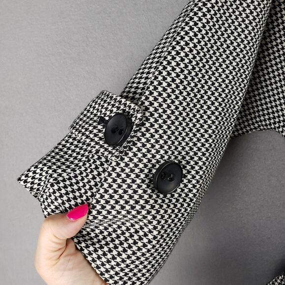 Mac & Jac‎ Size 10 Belted Houndstooth Coat Black White Preppy Classic Academia - Picture 10 of 10